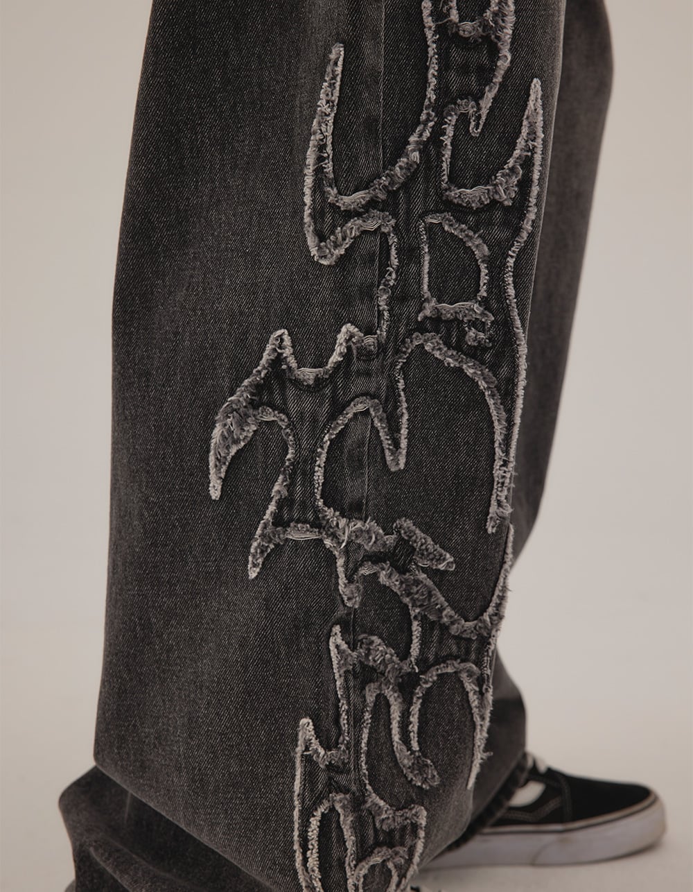 RSQ Mens Extra Baggy Applique Jeans - WASHED BLACK