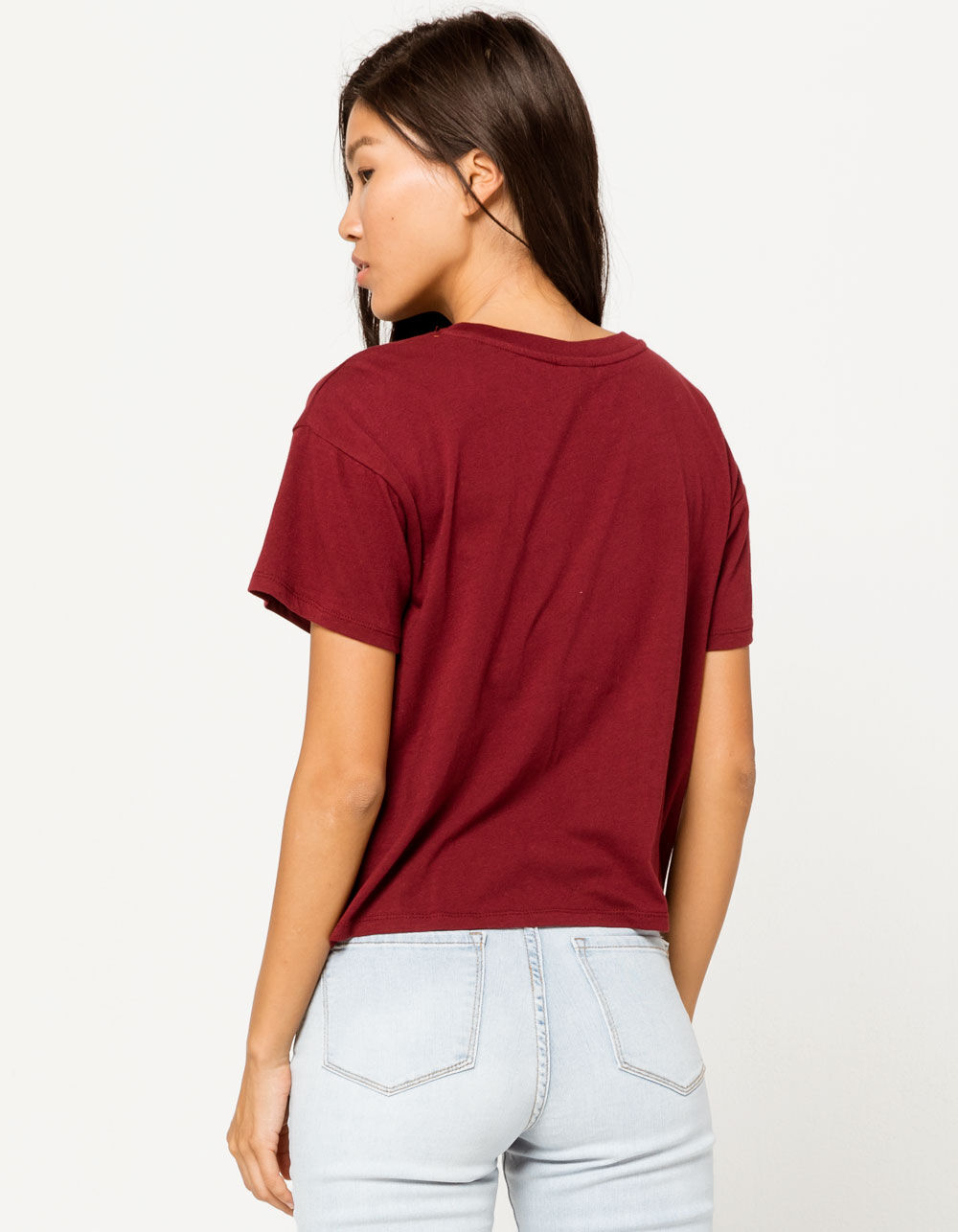 OTHERS FOLLOW Camp Burgundy Womens Crop Tee image number 2
