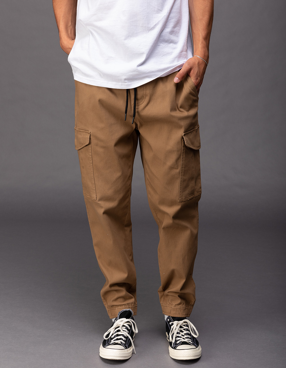 RSQ Mens Twill Cargo Jogger Pants - TAN