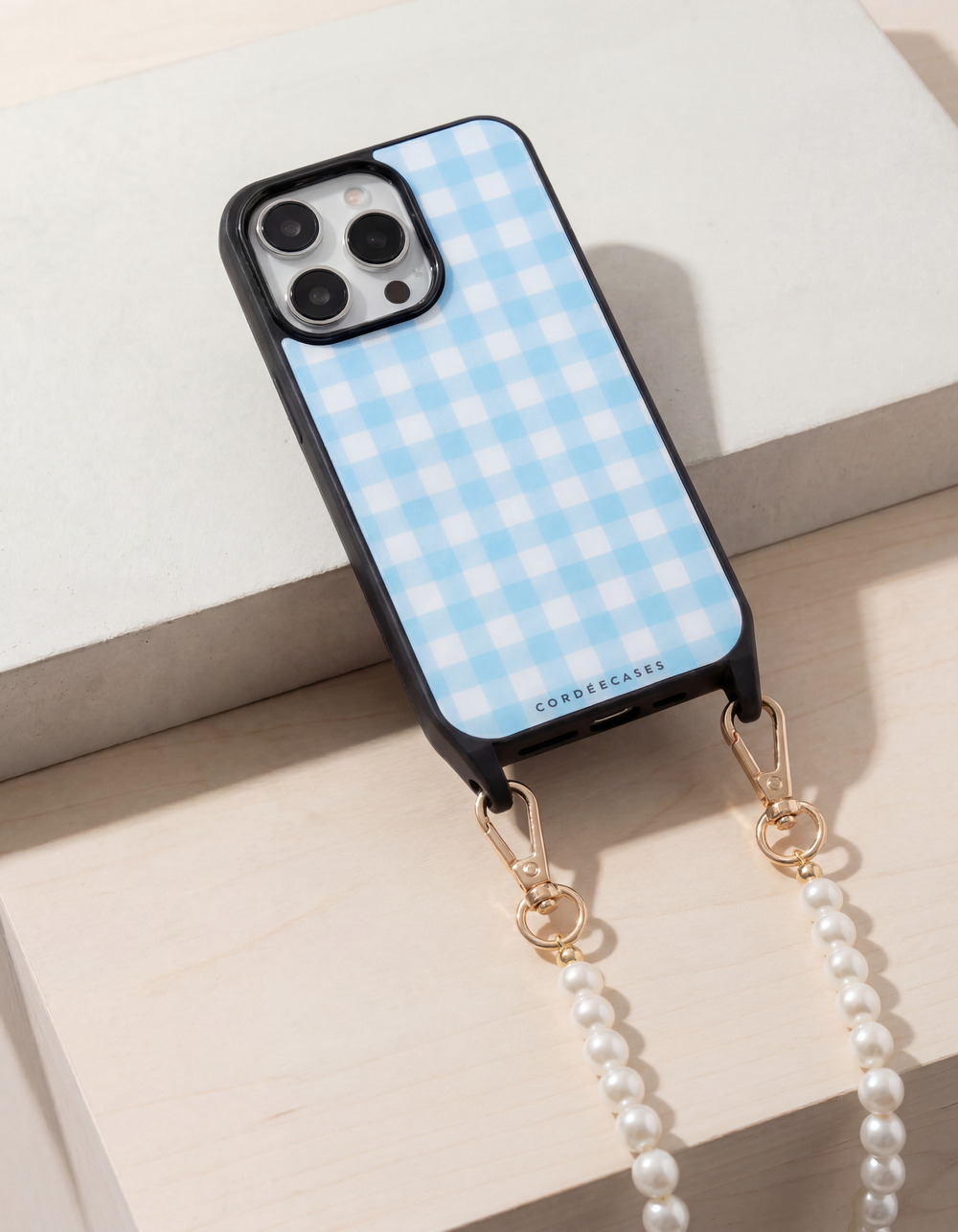 CORDEE CASES Gingham Powder Blue iPhone Pro Max MagSafe Case