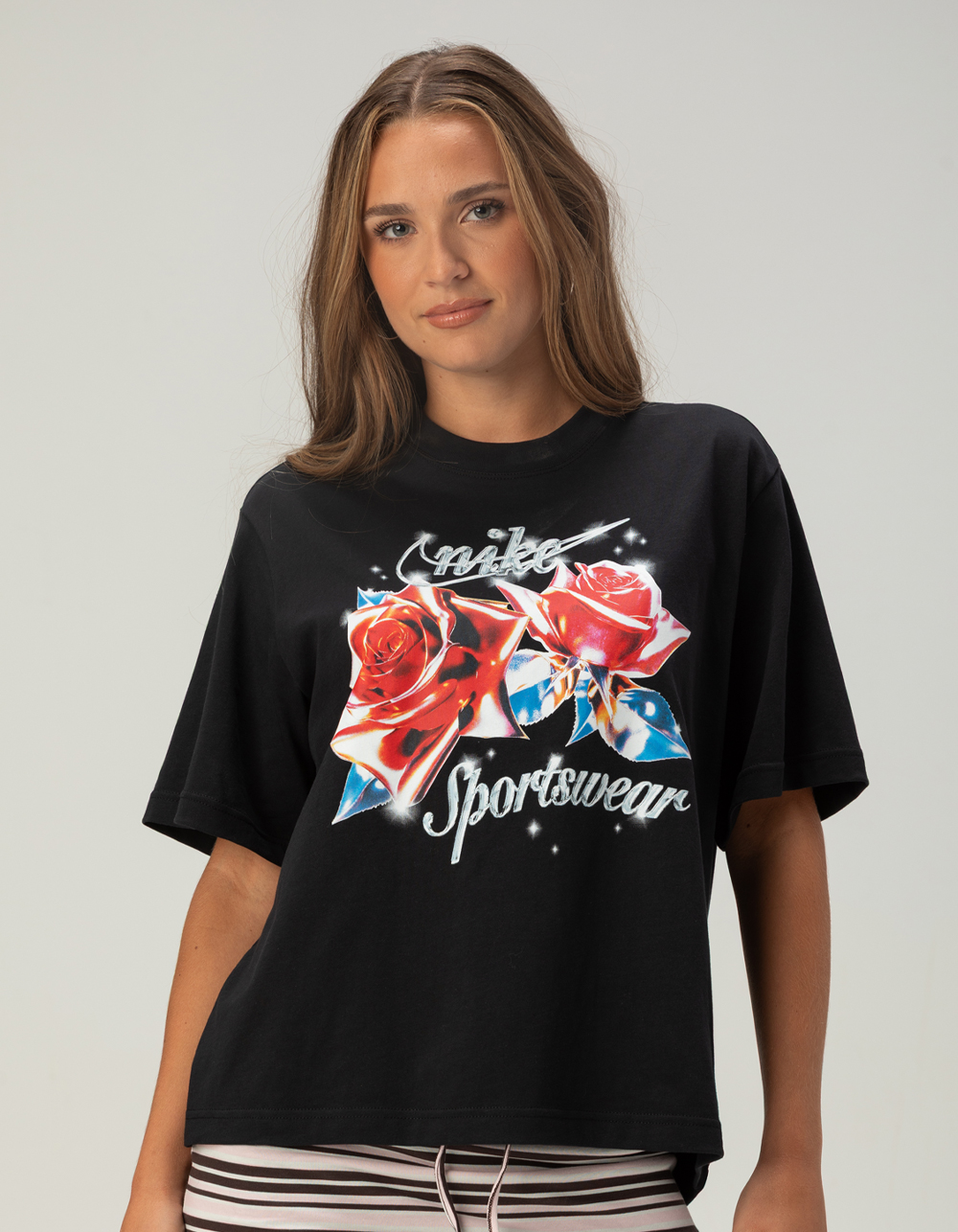 NIKE Sportswear Womens Boxy Tee - BLACK