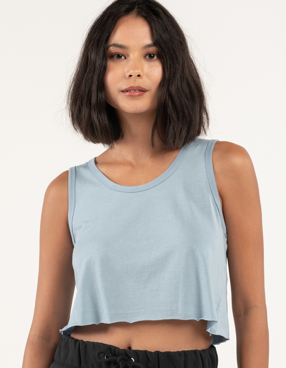HEART & HIPS Womens Cropped Muscle Tank Top LIGHT BLUE Tillys