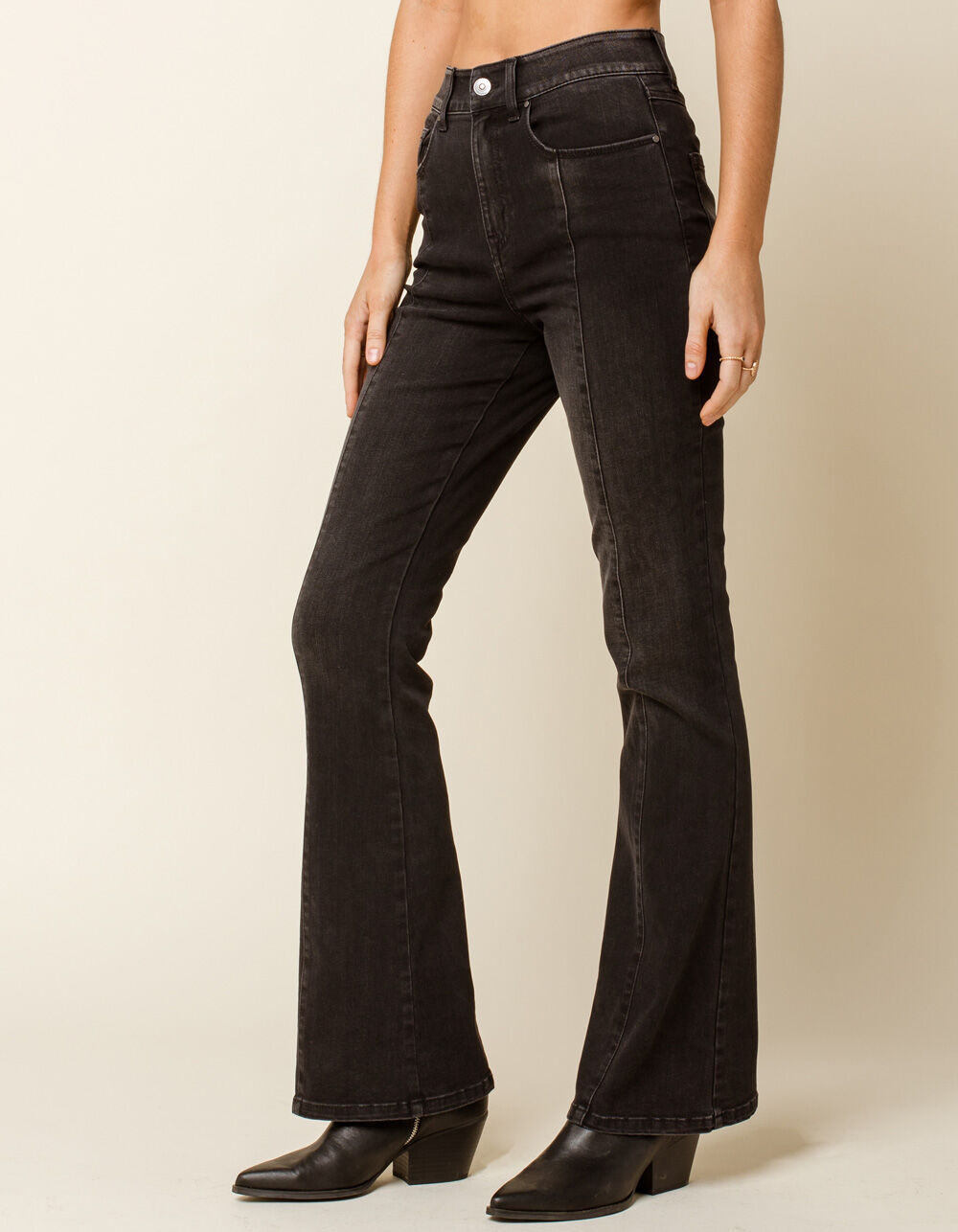 WEST OF MELROSE Say You'll Be Flare Seam Womens Jeans - BLACK | Tillys