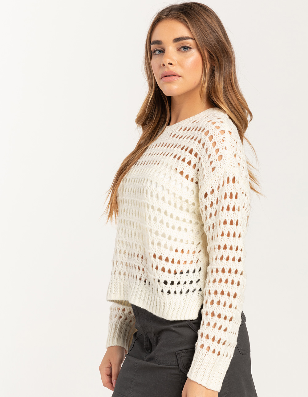 FULL TILT Essentials Open Knit Womens Pullover Sweater - CREAM | Tillys