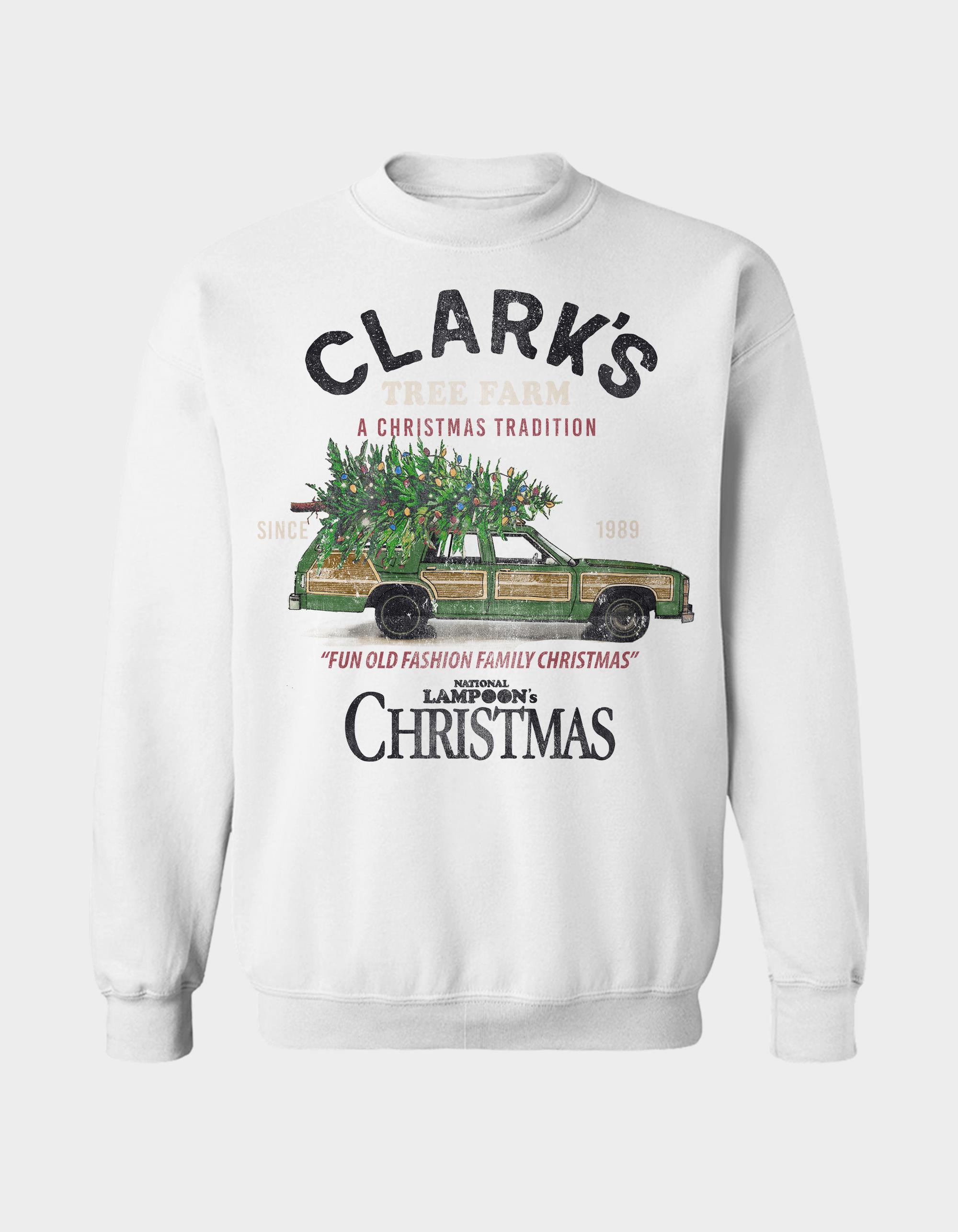 NATIONAL LAMPOON'S CHRISTMAS VACATION Clark's Tree Farm Unisex Crewneck Sweatshirt - WHITE