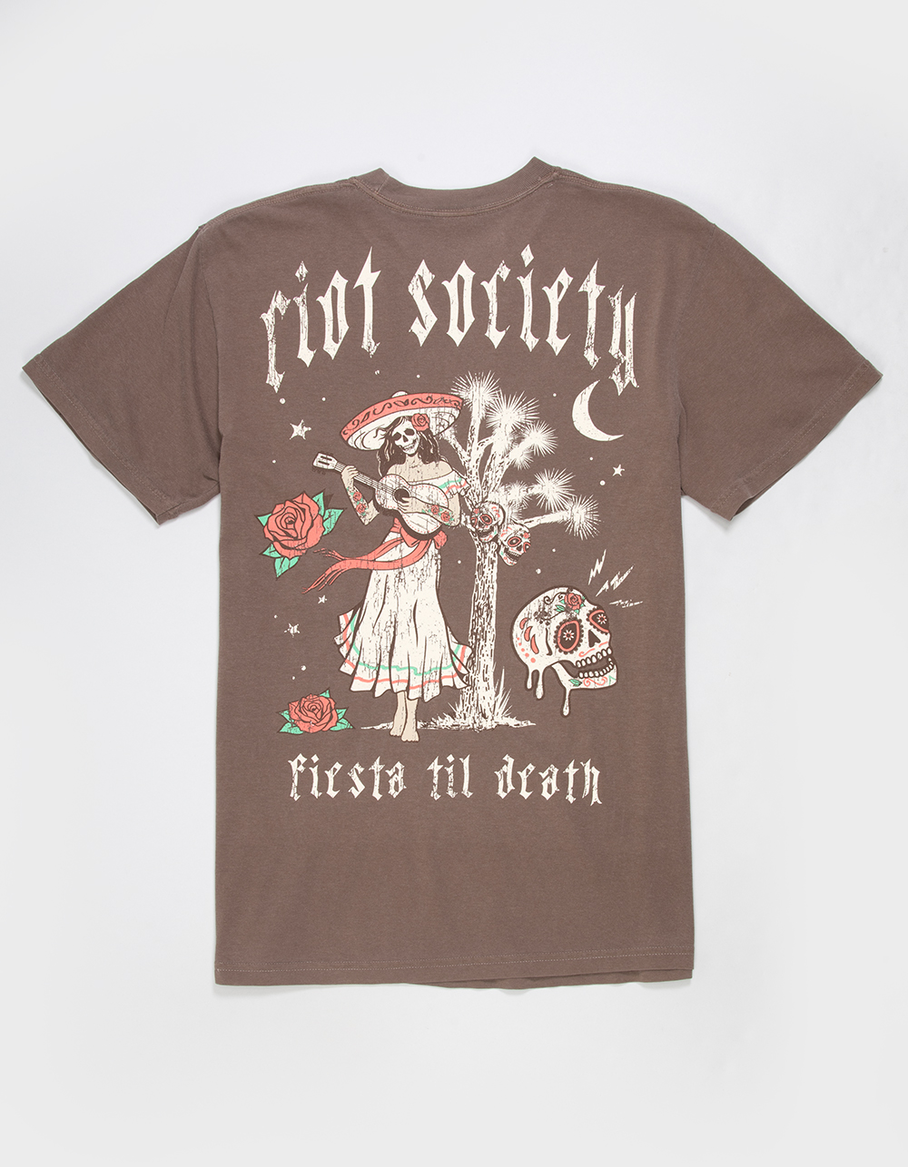 RIOT SOCIETY Fiesta Til Death Mens Heavyweight Tee - BROWN