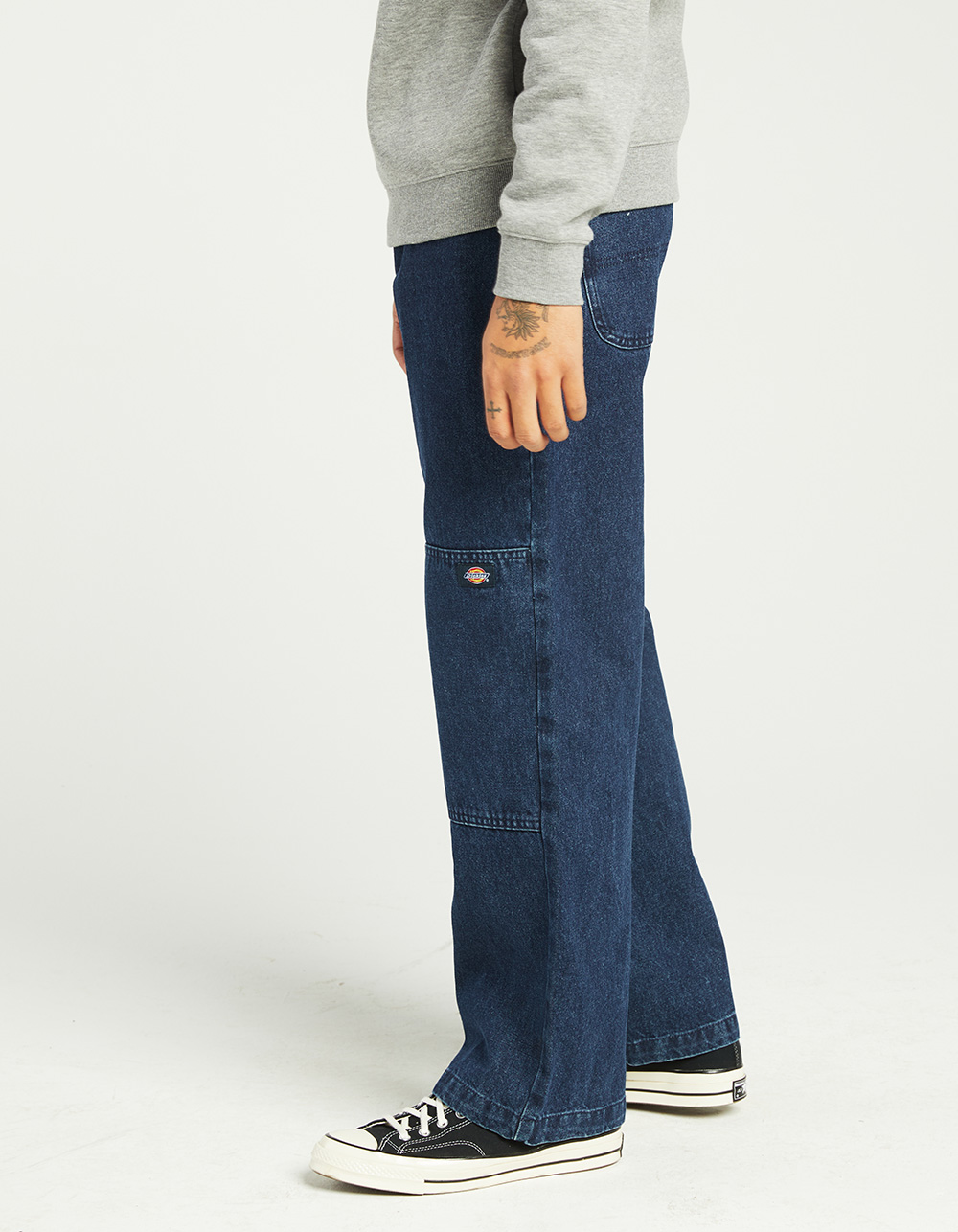 DICKIES Double Knee Loose Fit Mens Jeans - MEDIUM INDIGO