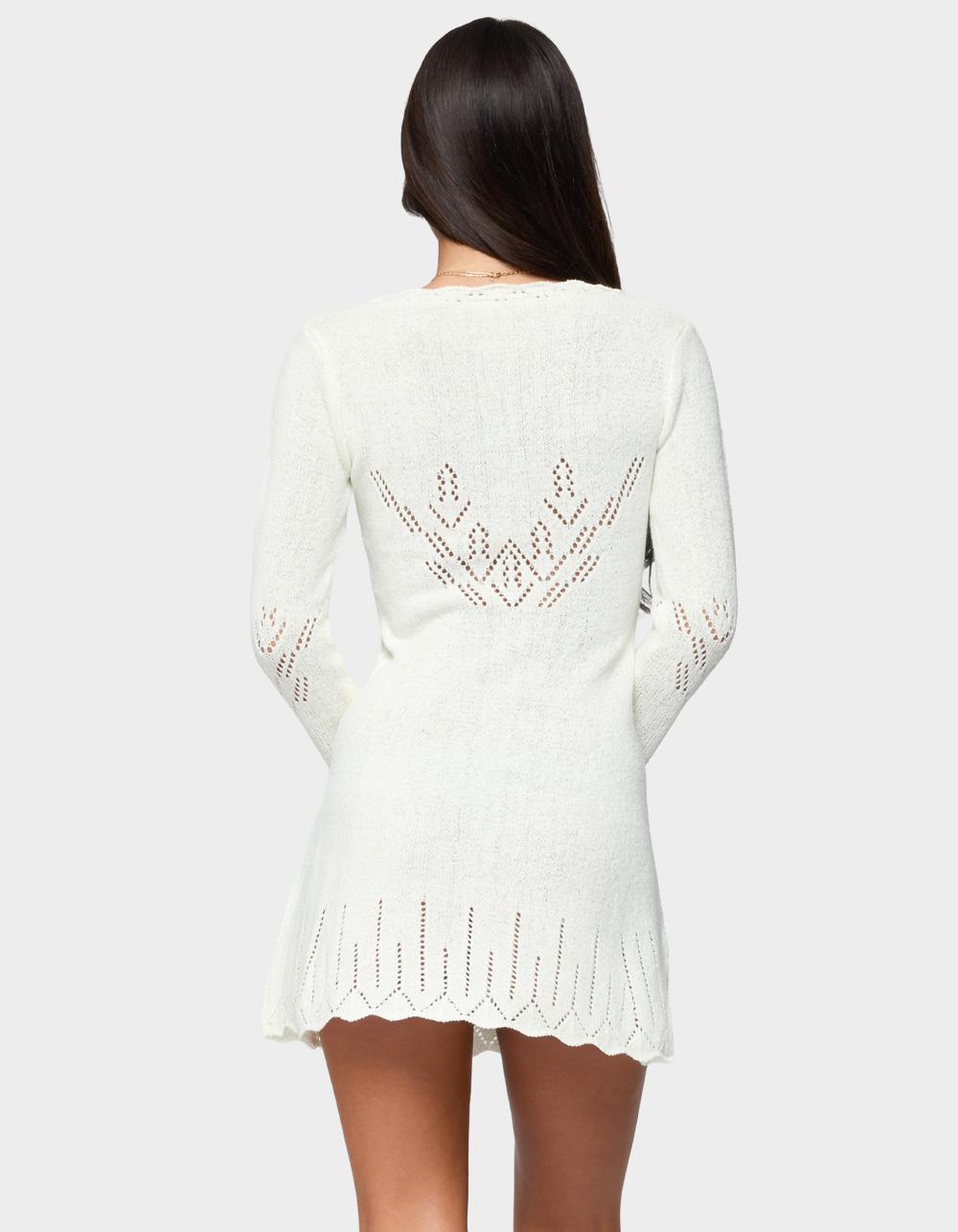 EDIKTED Shaia Pointelle Knit Mini Dress - BEIGE