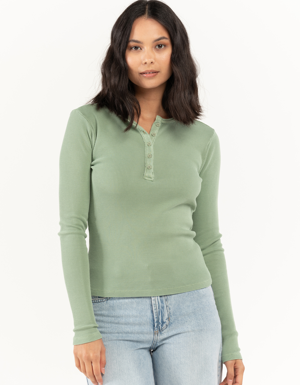 RSQ Womens Thermal Henley - SAGE