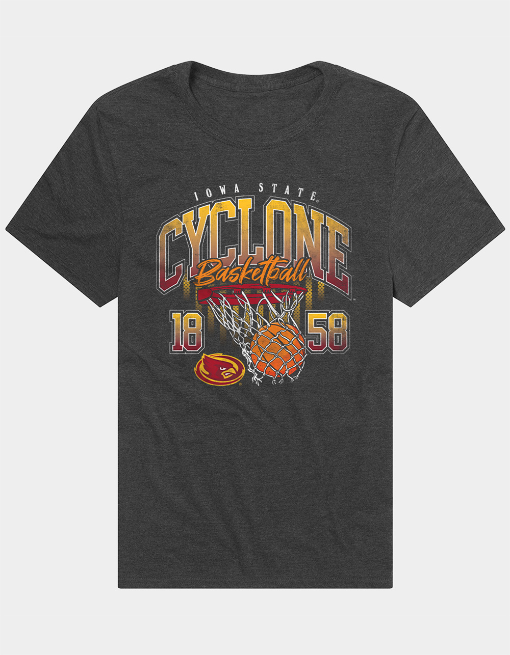 IOWA STATE UNIVERSITY Cyclones 90's Basketball Hoop Mens Tee - CHARCOAL
