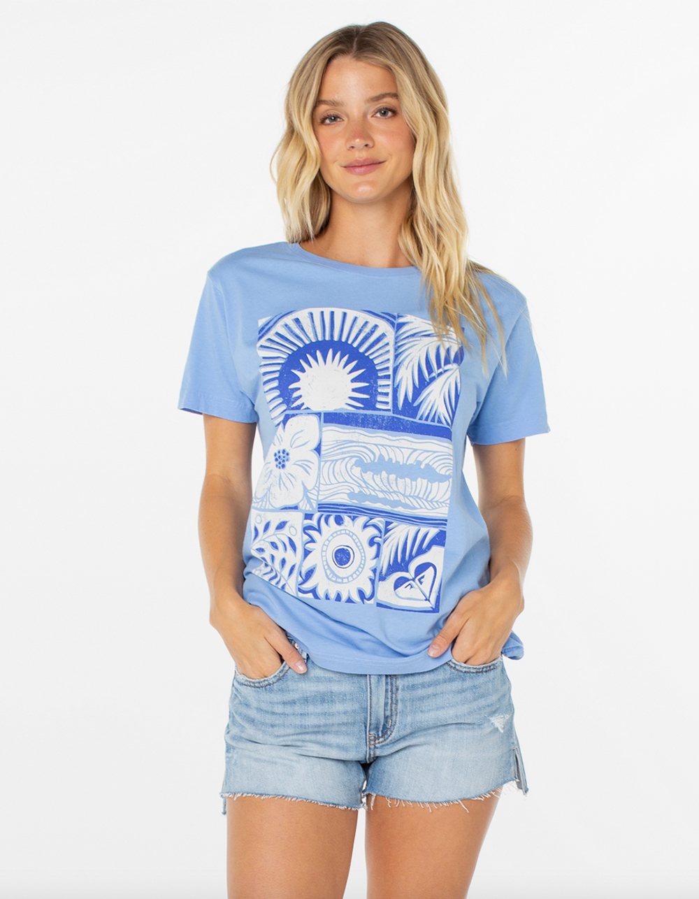 ROXY Beach Things Womens Boyfriend Tee - BLUE
