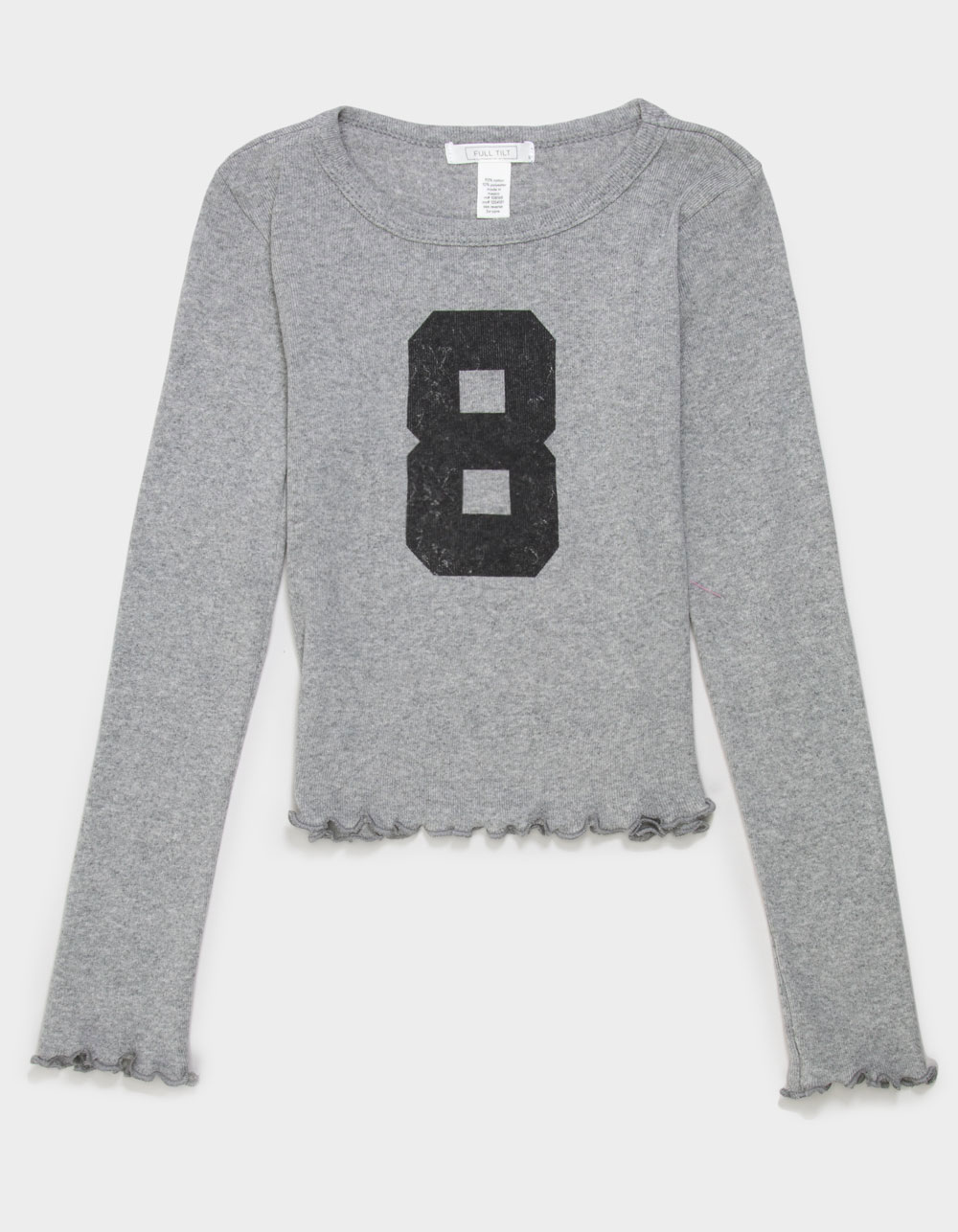 FULL TILT 8 Girls Long Sleeve Baby Tee - HEATHER GRAY