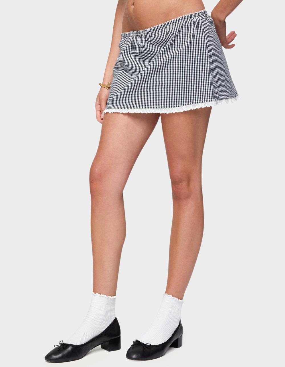 EDIKTED Paige Gingham Mini Skort - BLACK
