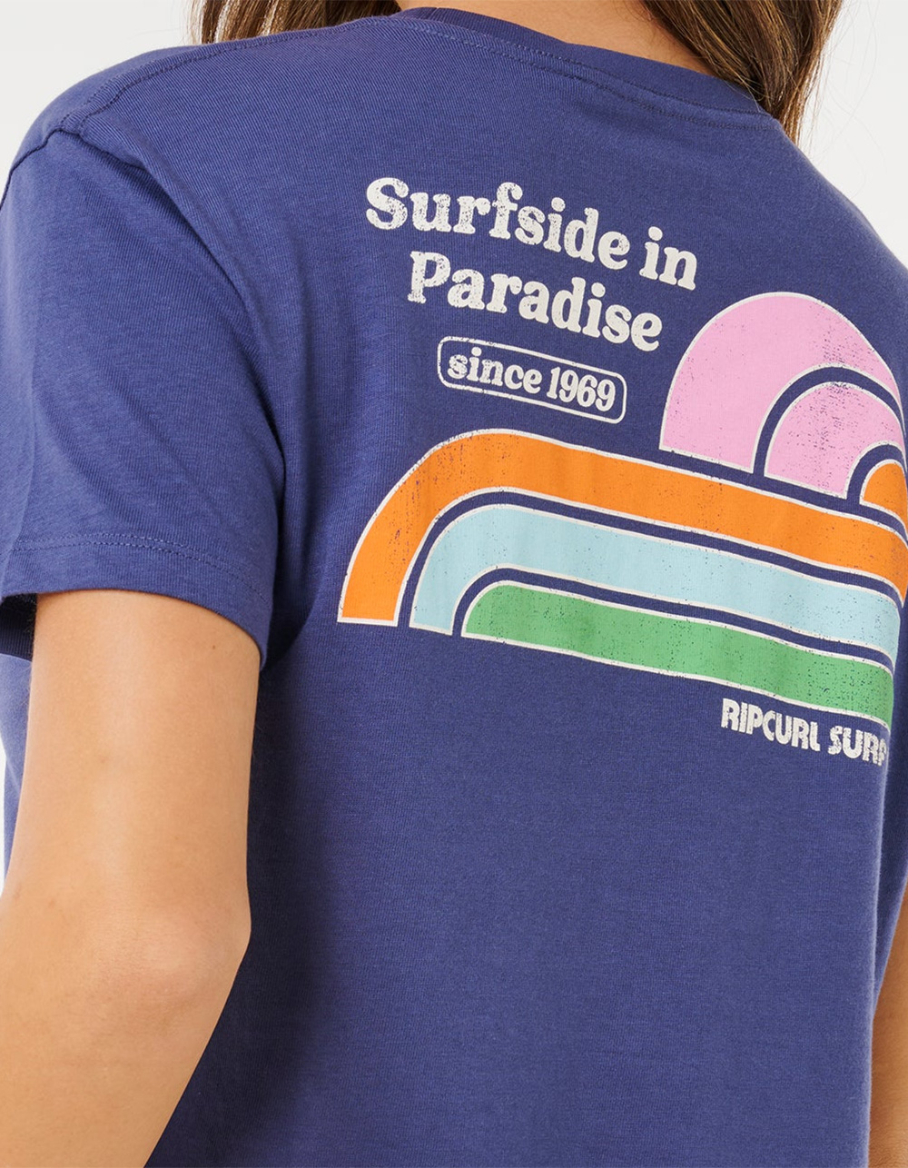 RIP CURL Surf Side Womens Crop Tee - NAVY