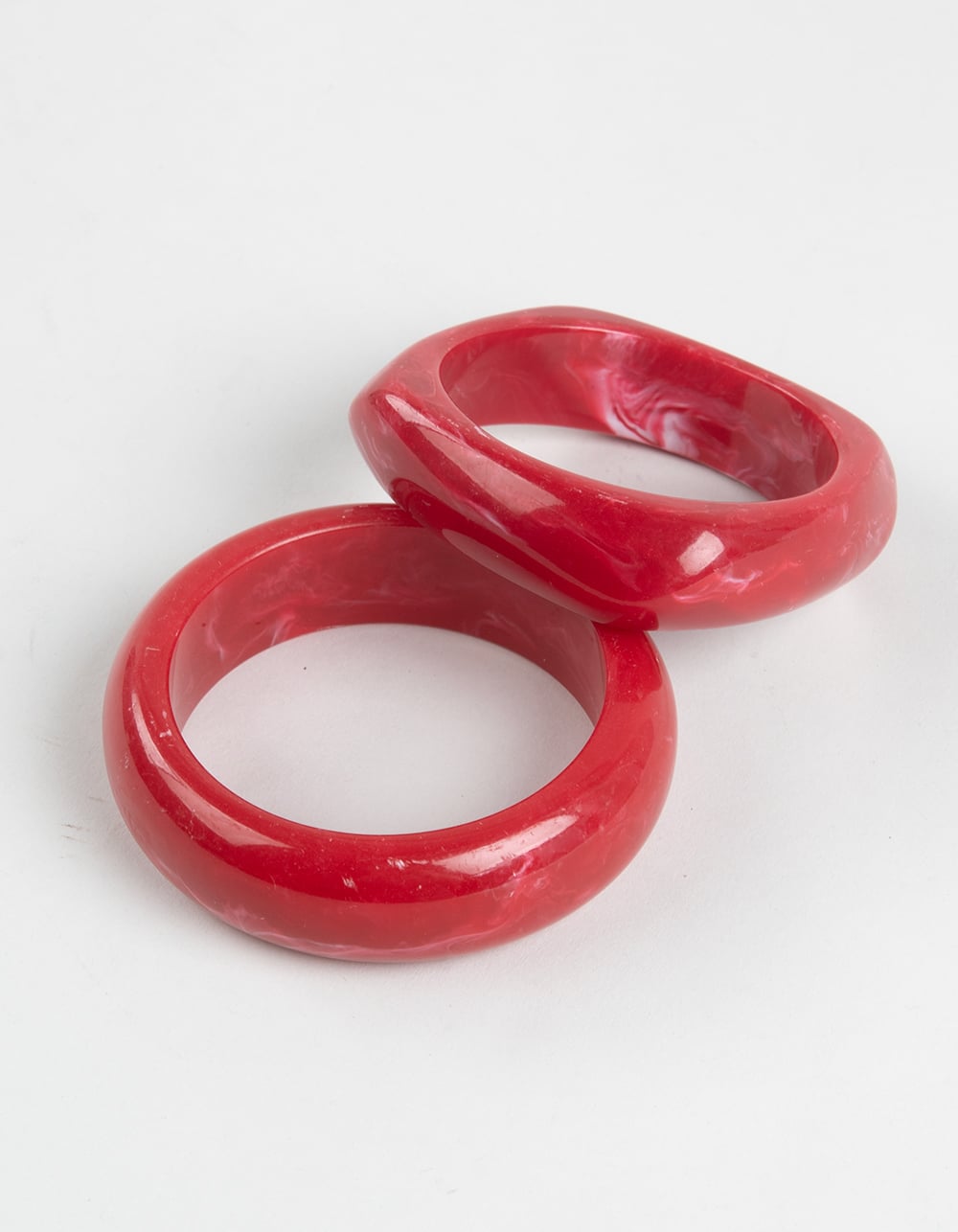 FULL TILT Acrylic Chunky Bangle Bracelet Set - RED