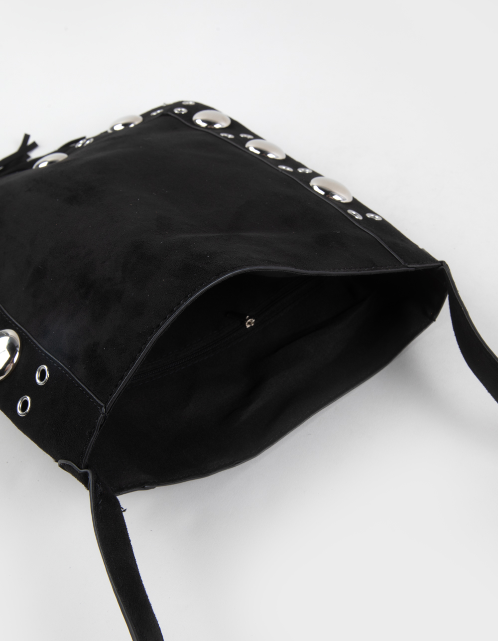 Ella Fringe Stud Crossbody Bag - BLACK