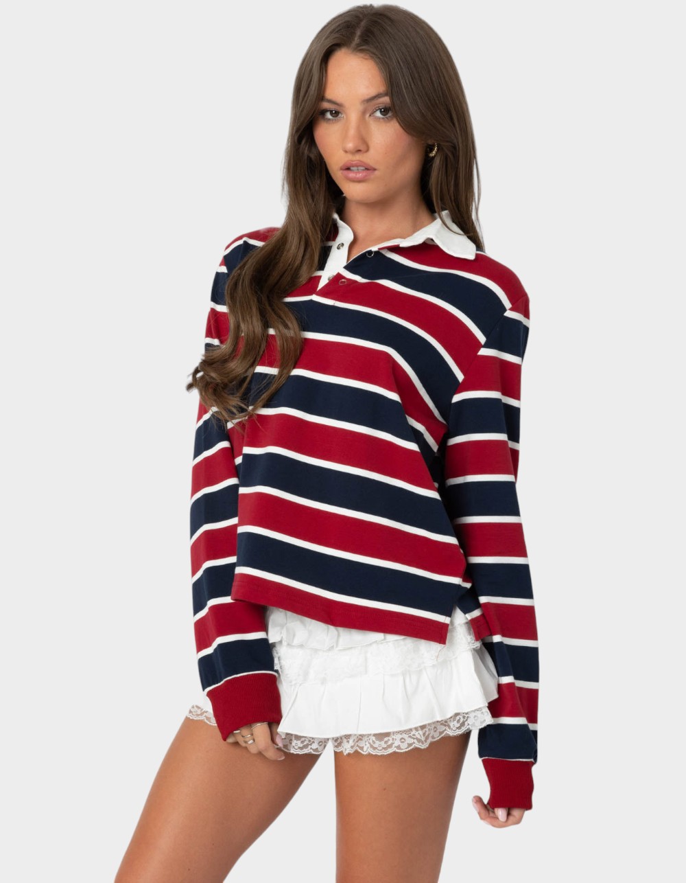 EDIKTED Hanna Striped Collared Shirt - BLACK
