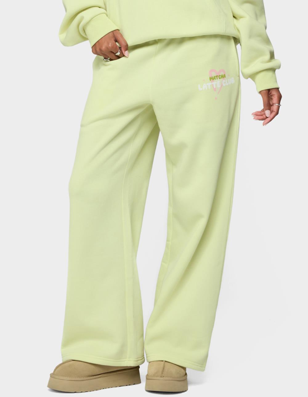 EDIKTED Matcha Lover Straight Leg Sweatpants - GREEN