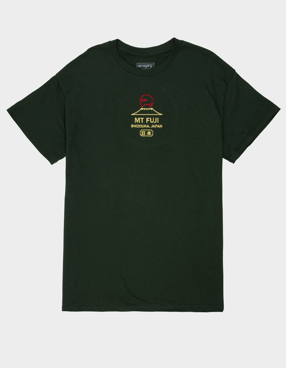 SAME GANG Mt. Fuji Embroidered Mens Tee - FOREST
