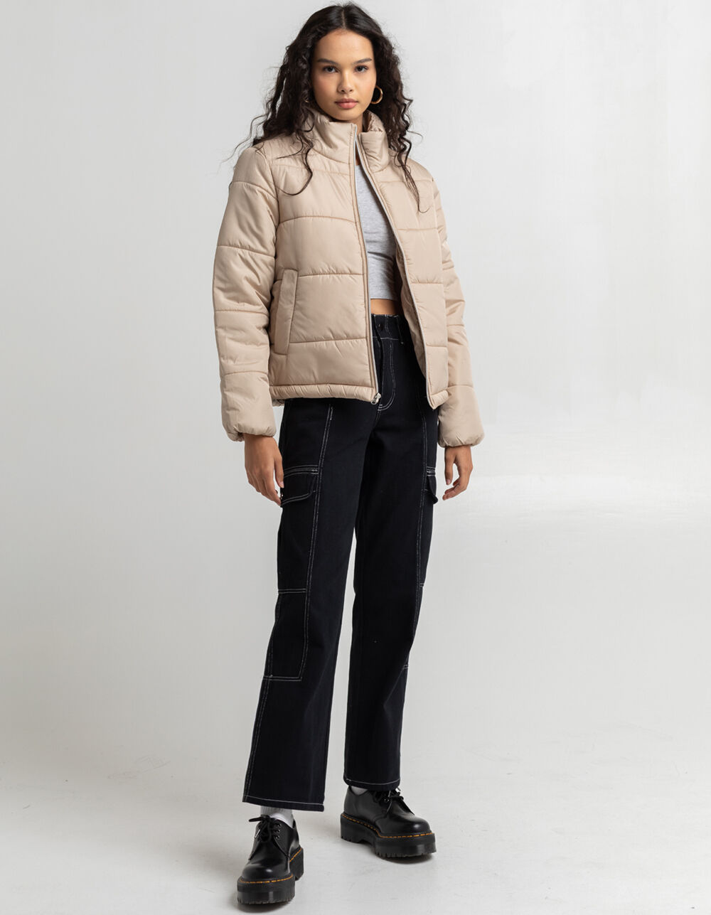 ME JANE Women Nylon Puffer Jacket - TAN | Tillys
