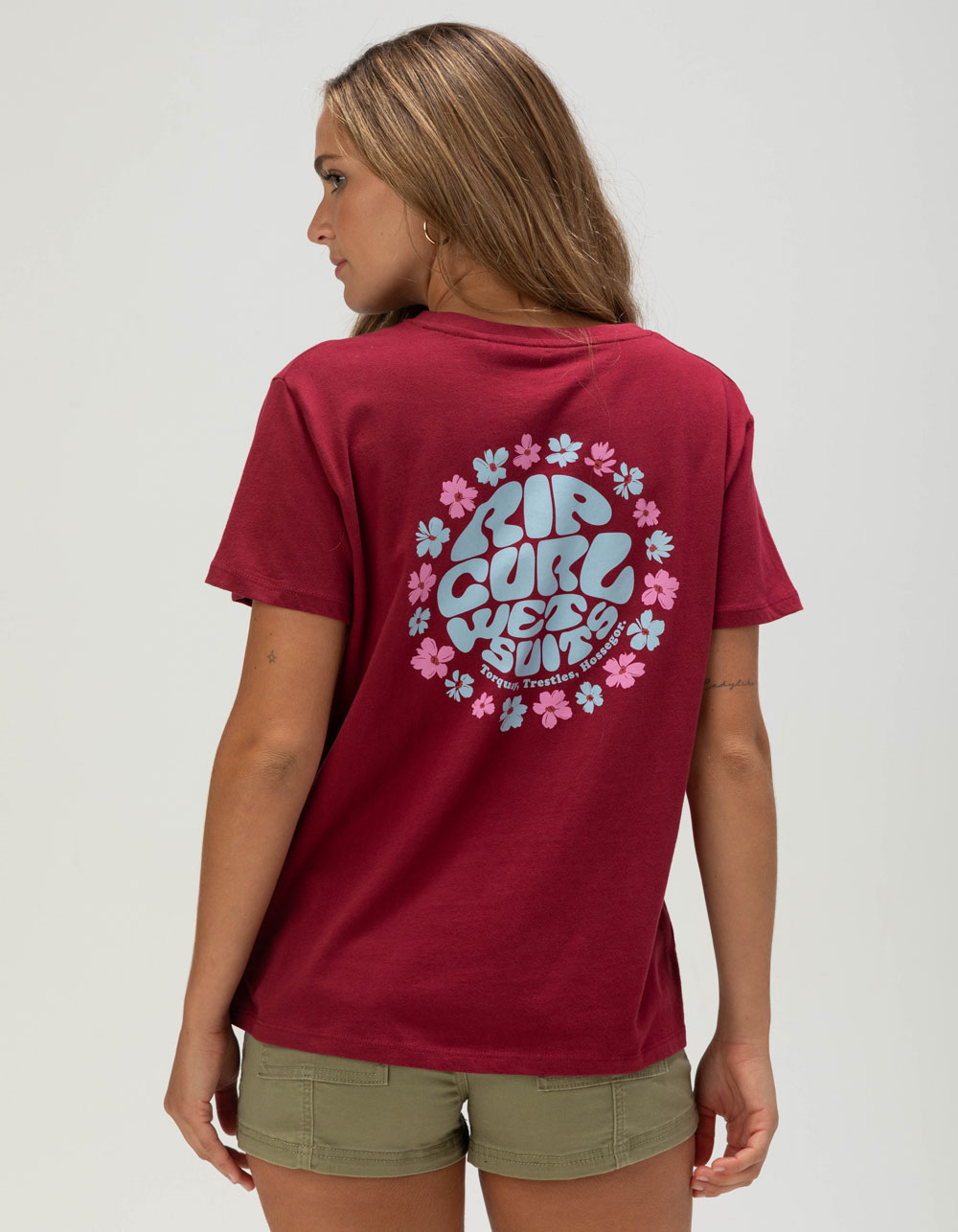 RIP CURL Wettie Flower Womens Tee - BURGUNDY