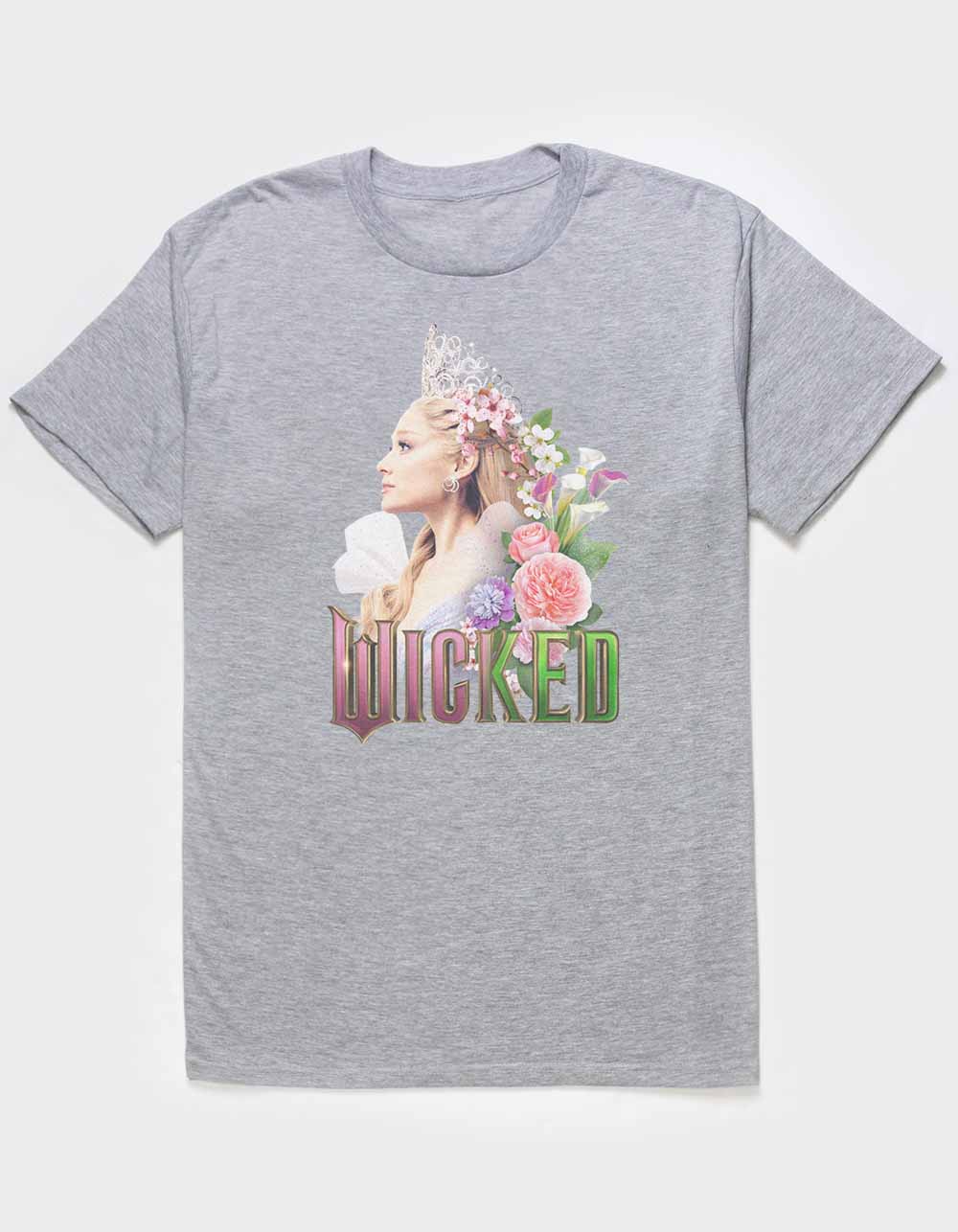 WICKED Glinda With Flowers Unisex Tee - HEATHER GRAY