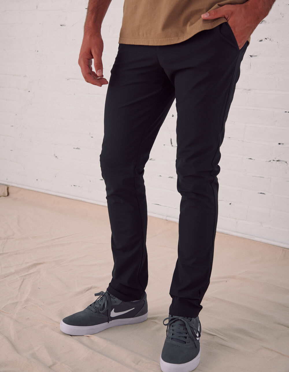 RSQ Mens Black Skinny Active Chinos - BLACK