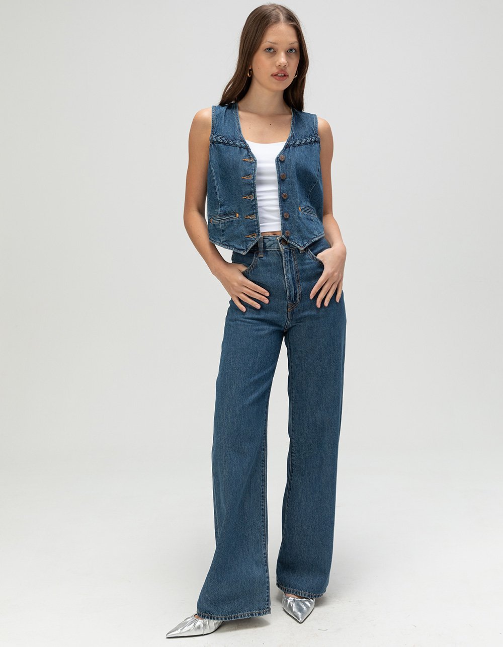 LEVI'S Premium Ribcage Wide Leg Womens Jeans - Big Yikes - MEDIUM INDIGO