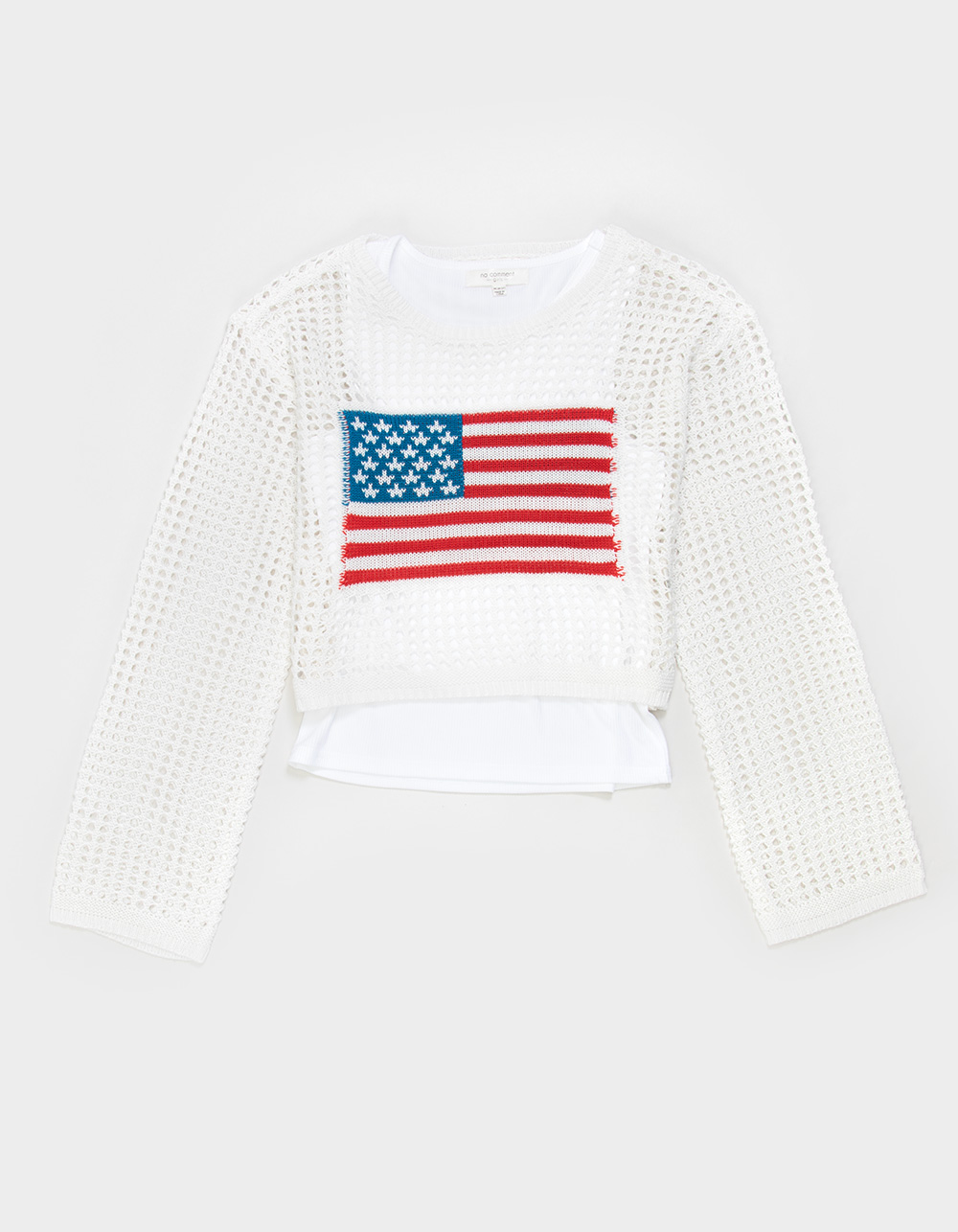 NO COMMENT America Girls 2 Piece Sweater Set - WHITE COMBO