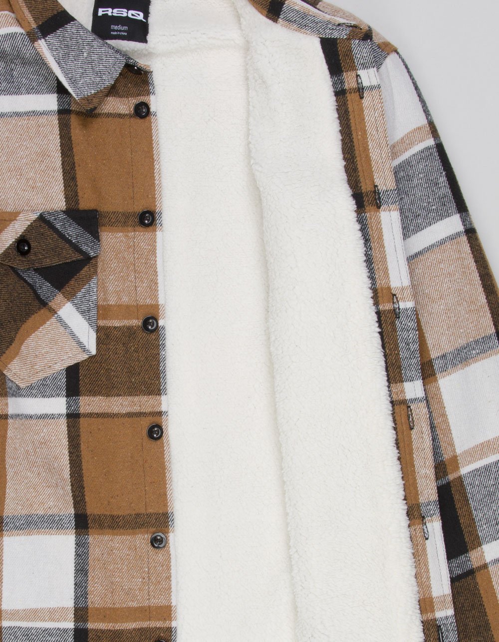 RSQ Mens Plaid Sherpa Jacket - TAN