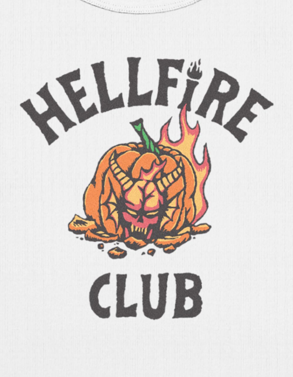 STRANGER THINGS Hellfire Club Pumpkin Womens Baby Tee - CREAM