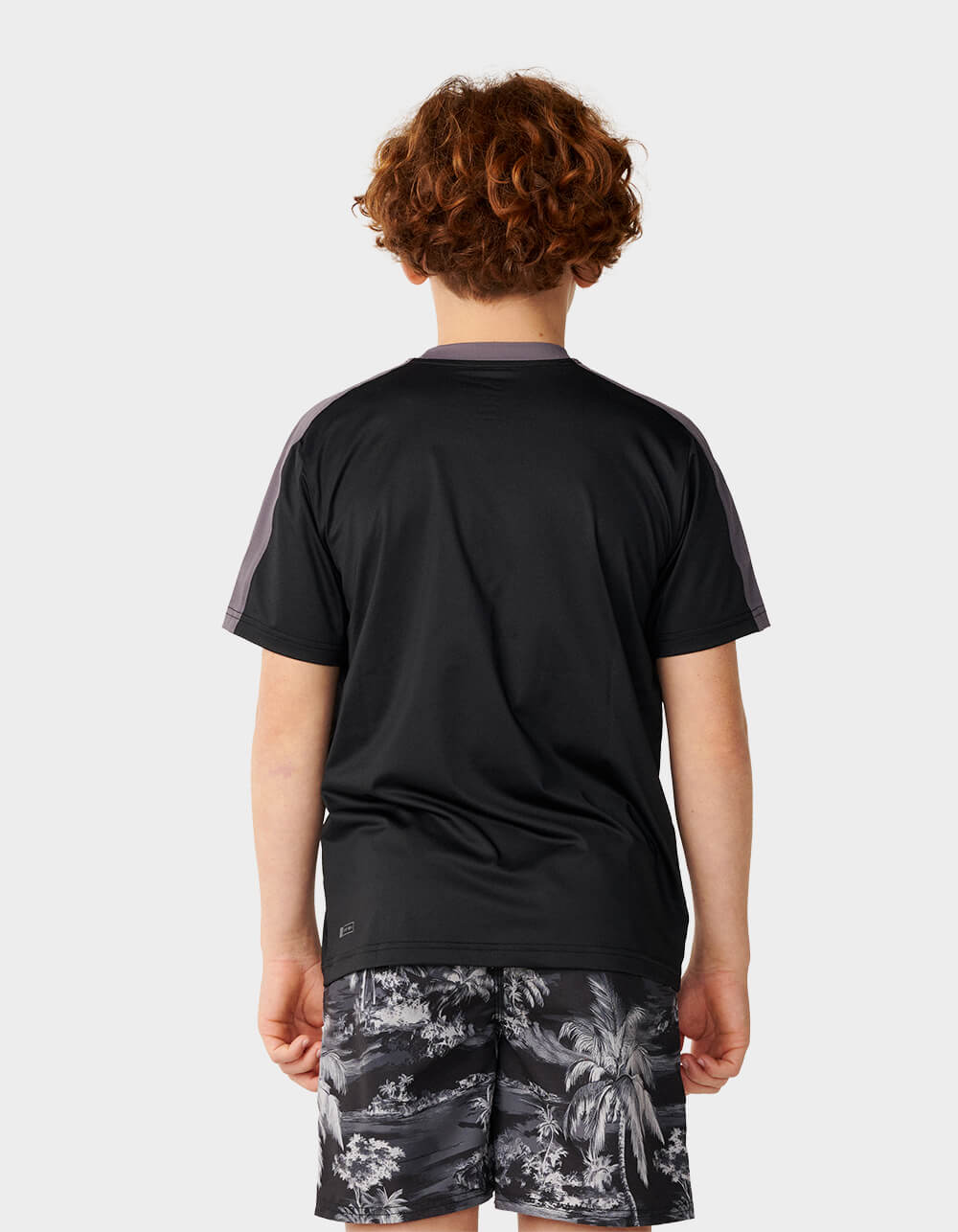 RIP CURL Surf Shack Panel UPF Boys Short Sleeve Tee - BLACK