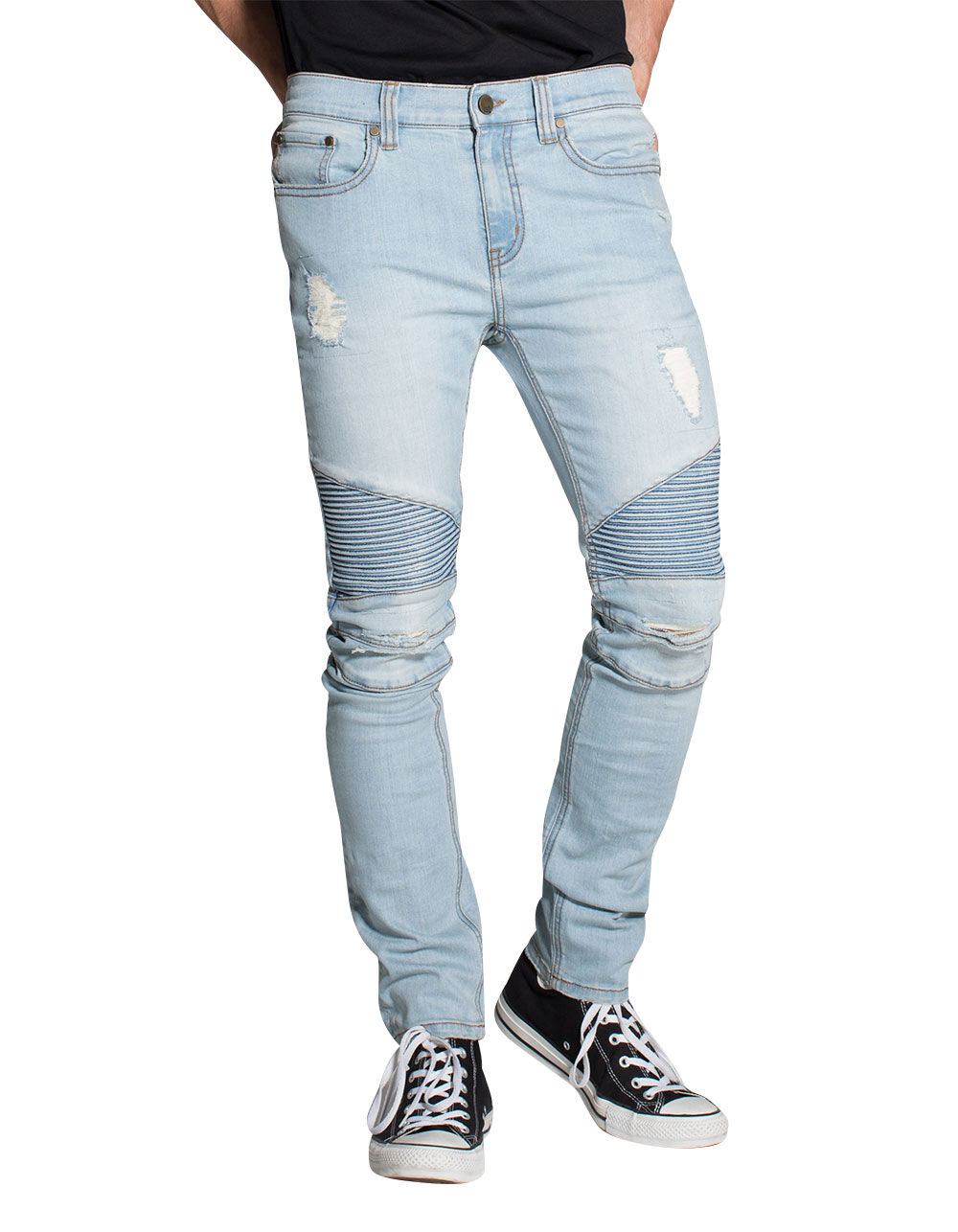 RSQ SEATTLE MOTO SKINNY TAPERED JEANS