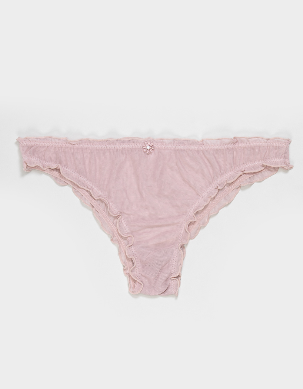FULL TILT Lettuce Edge Lace Bikini Panties - DUSTY PINK