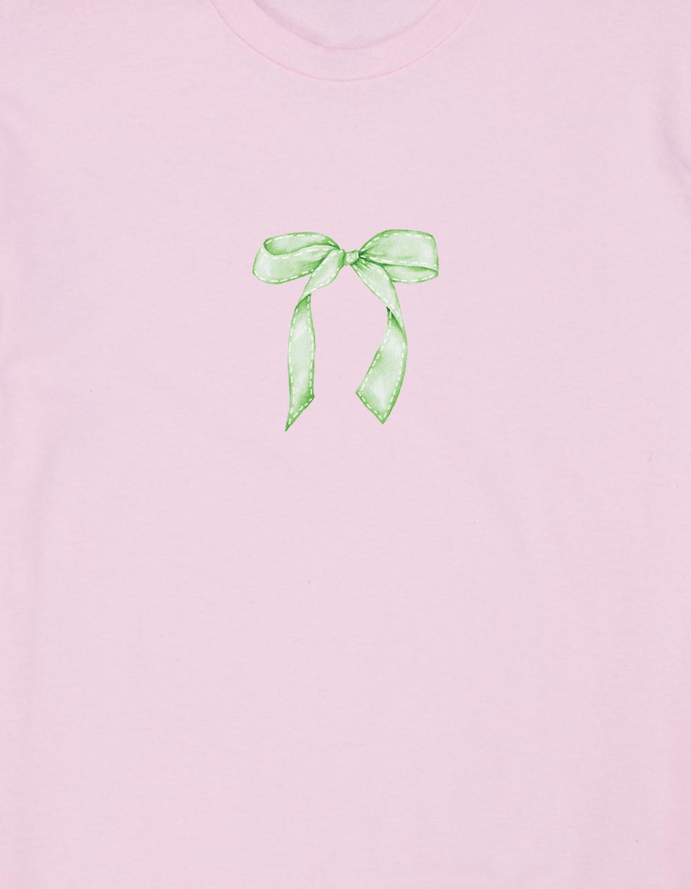 Bow Green Stitched Unisex Tee - LIGHT PINK