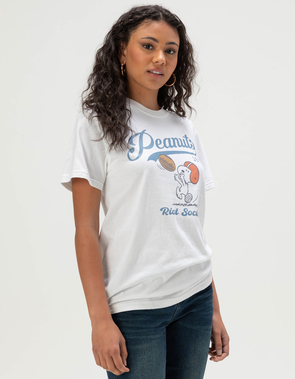 RIOT SOCIETY x Peanuts Snoopy Football Womens Tee - WHITE