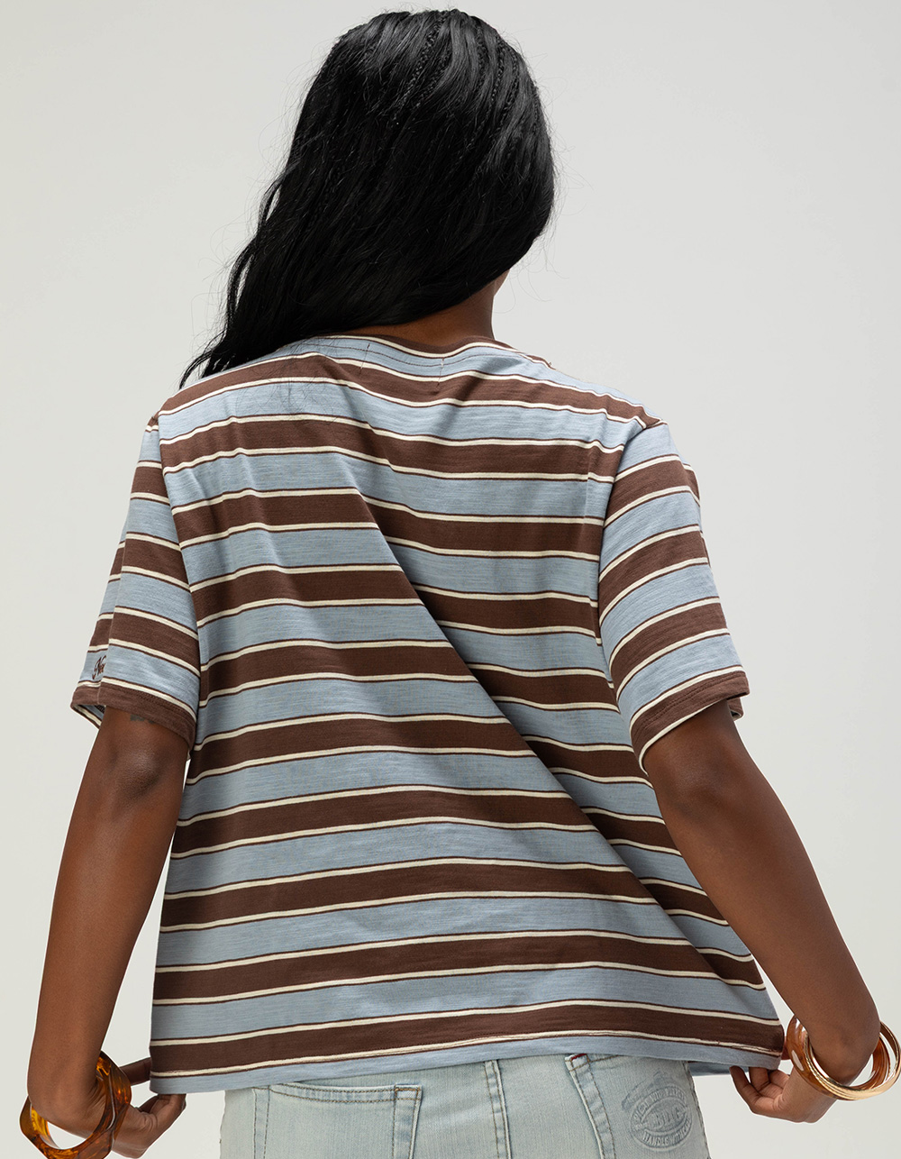 NECTAR CLOTHING Stripe Womens Oversized Tee - BLUE COMBO