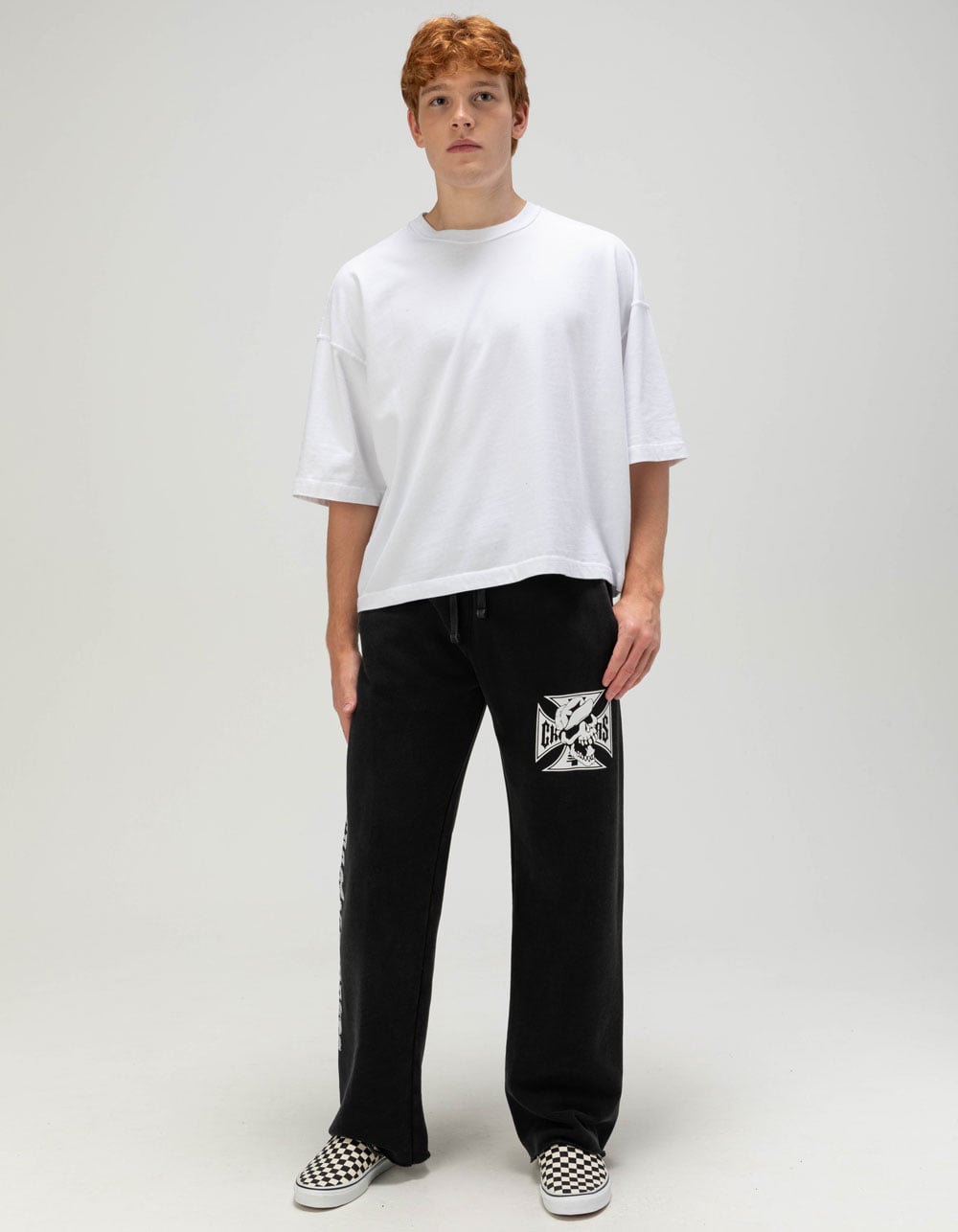 WEST COAST CHOPPERS Skeleton Moto Logo Mens Sweatpants - WASHED BLACK