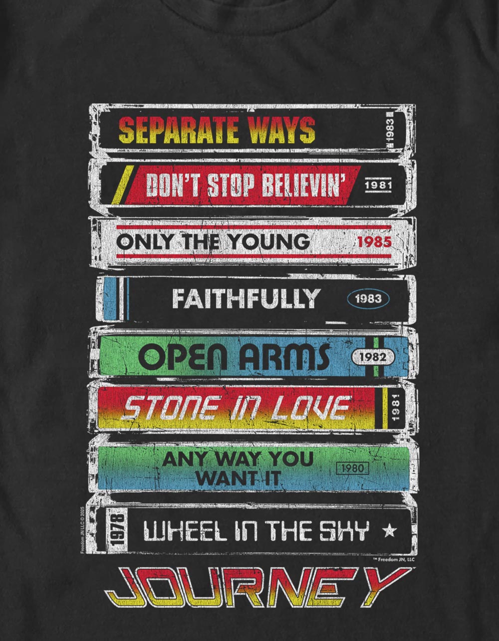 JOURNEY Tape Deck Hits Unisex Tee - BLACK