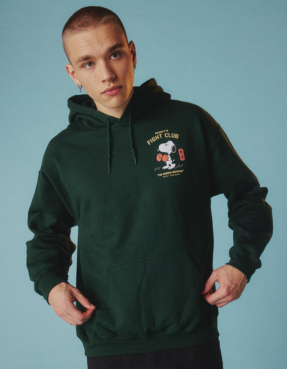 RIOT SOCIETY x Peanuts Snoopy's Fight Club Mens Hoodie - FOREST