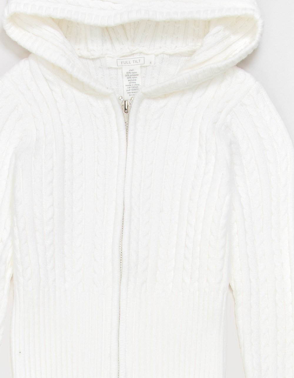 FULL TILT Cable Girls Zip-Up Hoodie - CREAM