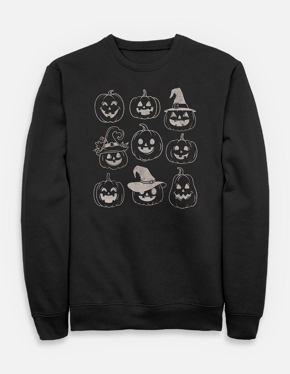 PUMPKINS Jack-O'-Lanterns Grid Unisex Crewneck Sweatshirt - BLACK