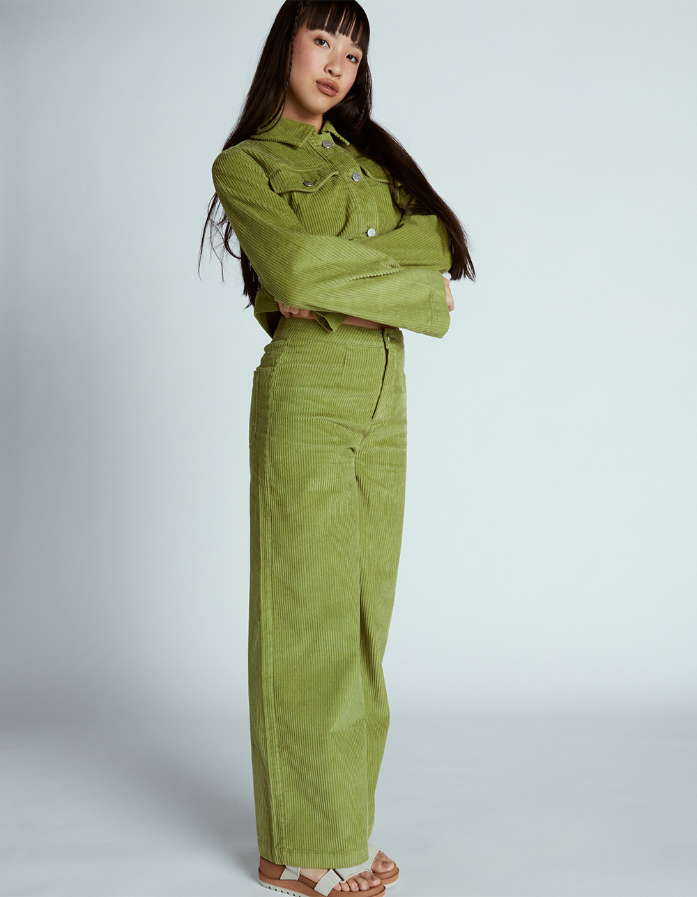 ROXY x Chloe Kim Womens Corduroy Pants - GREEN