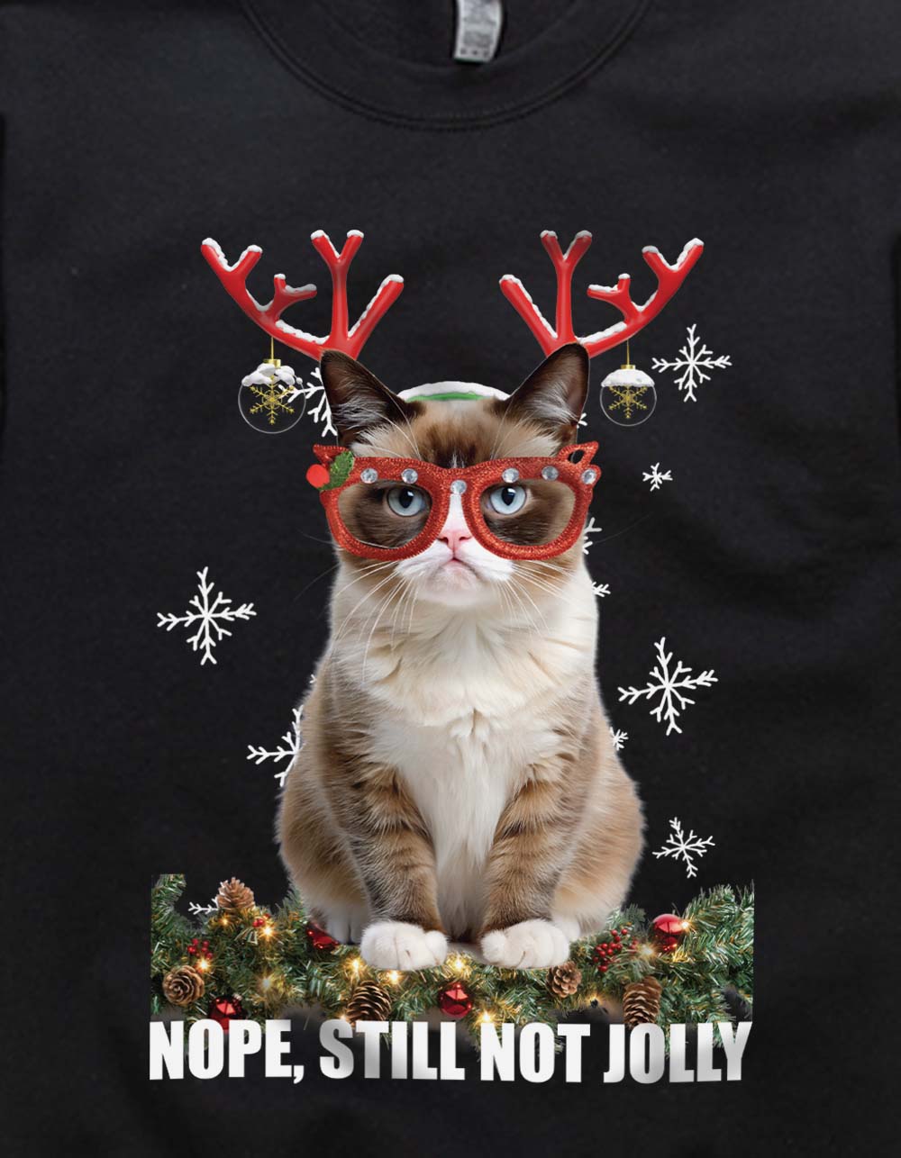 CAT Still Not Jolly Unisex Crewneck Sweatshirt - BLACK