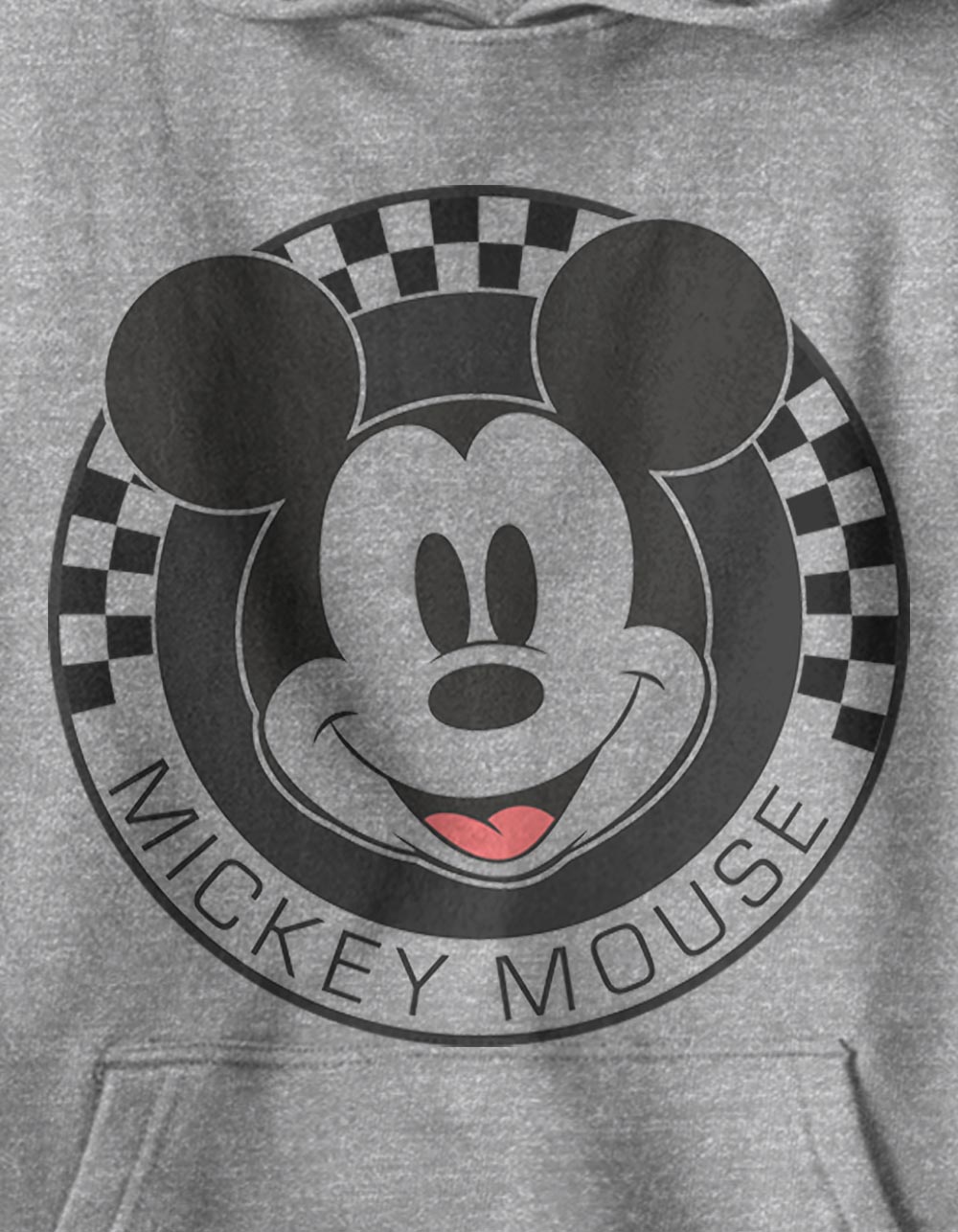 DISNEY Mickey Mouse Checkered Unisex Kids Hoodie - HEATHER GRAY