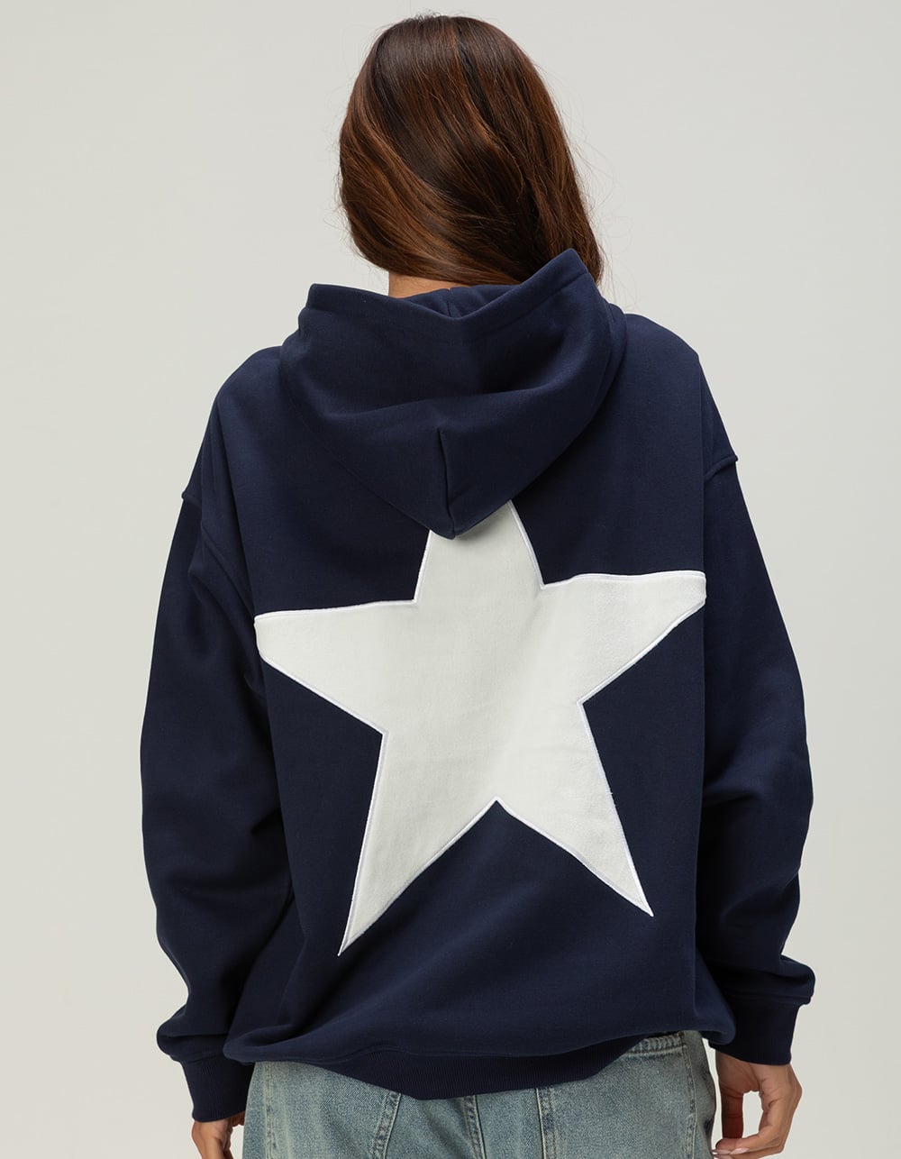 AELFRIC EDEN Contrast Star Womens Oversized Hoodie - NAVY
