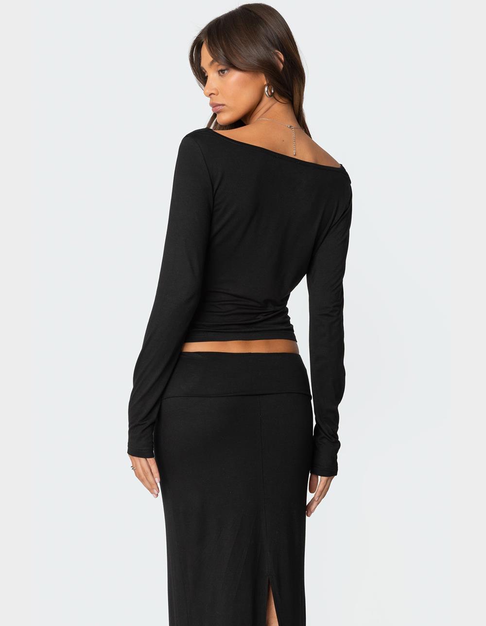 EDIKTED Johanna Cowl Neck Top - BLACK