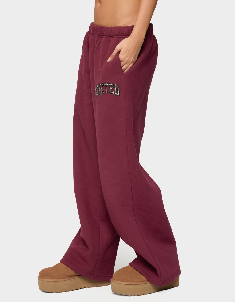 Edikted Camo Crush Sweatpants - DK RED