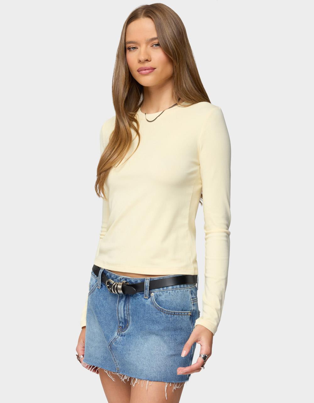EDIKTED Kiyan Long Sleeve Tee - YELLOW