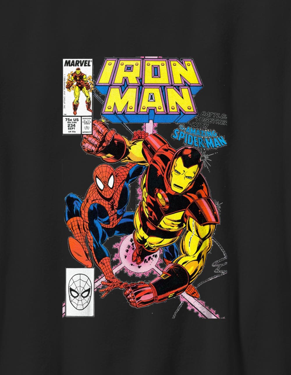 IRON MAN Spider-Man Unisex Kids Tee - BLACK